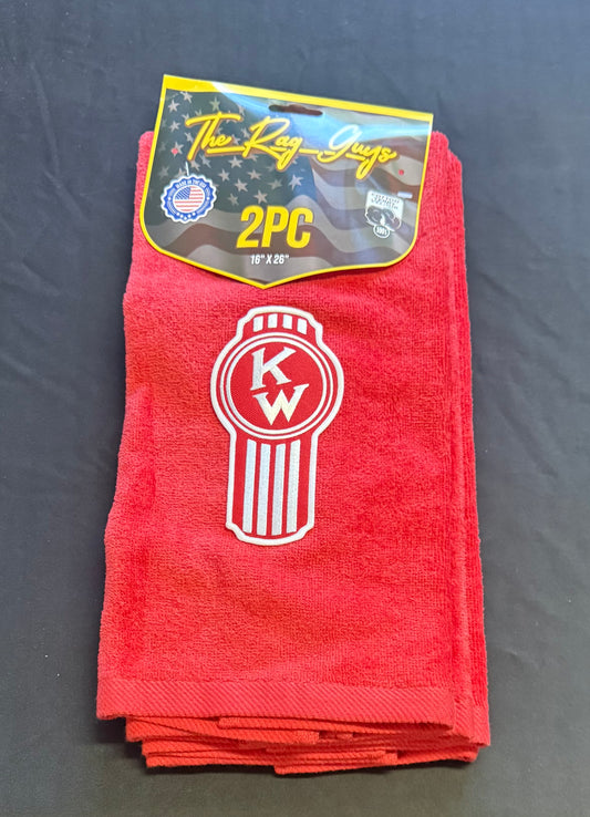 The Rag Guys - KWRD-R2 - KENWORTH Ol Skool Red Logo Red Rag/Towel - Set Of 2