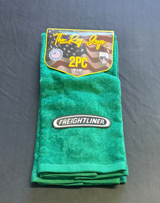 The Rag Guys - FLDG-B1 - FREIGHTLINER Dark Green Rag/Towel Black Logo - Set of 2