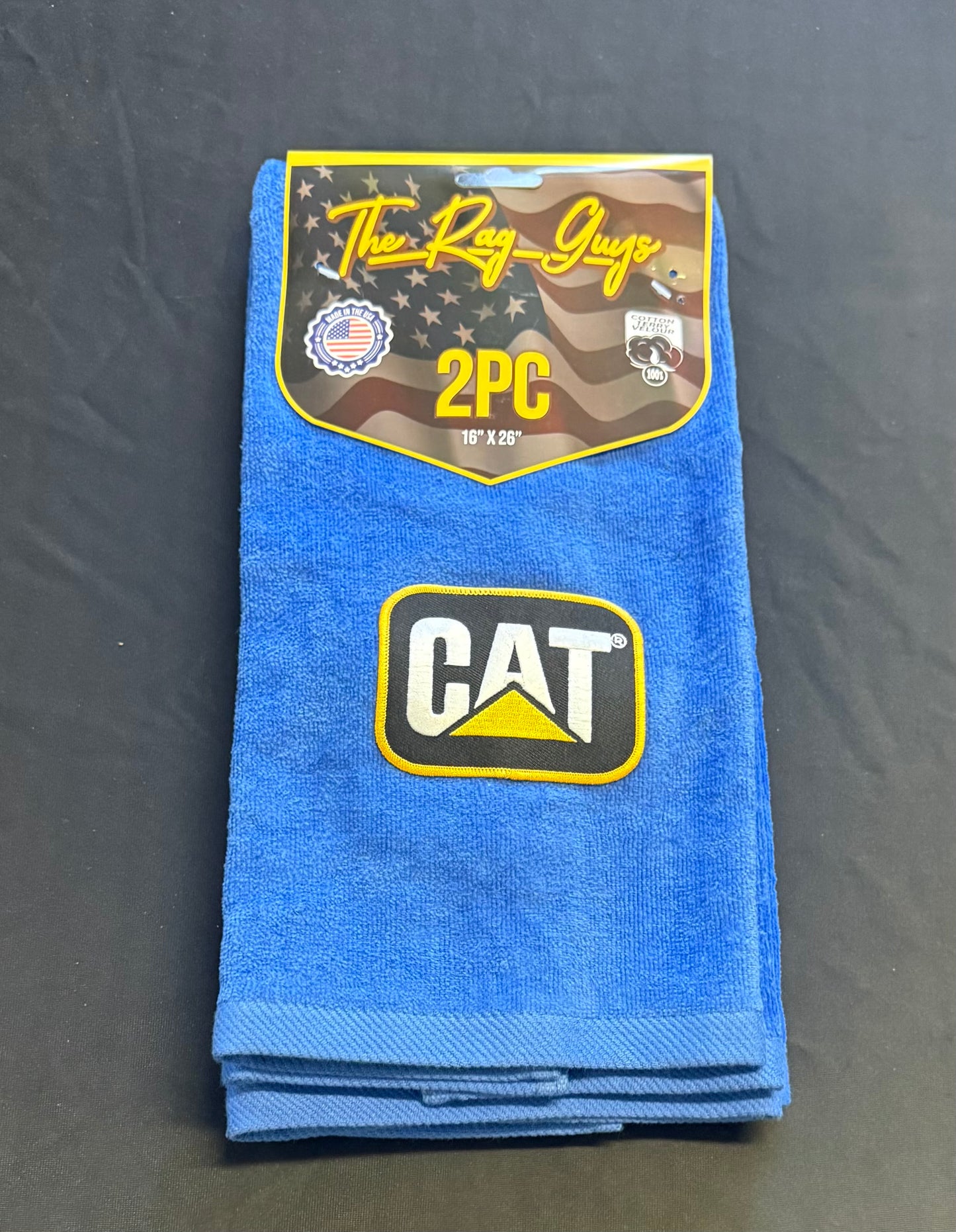 The Rag Guys - CATRB-B1 - CAT  Black Logo Royal Blue Rag/Towel - Set Of 2