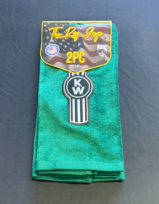 The Rag Guys - KWDG-B1 - KENWORTH Black Logo Dark Green Rag/Towel - Set Of 2
