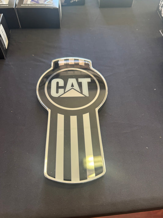 CK-EMKWO-BLKCAT: CAT Old Style Badge Emblem Chrome/Black