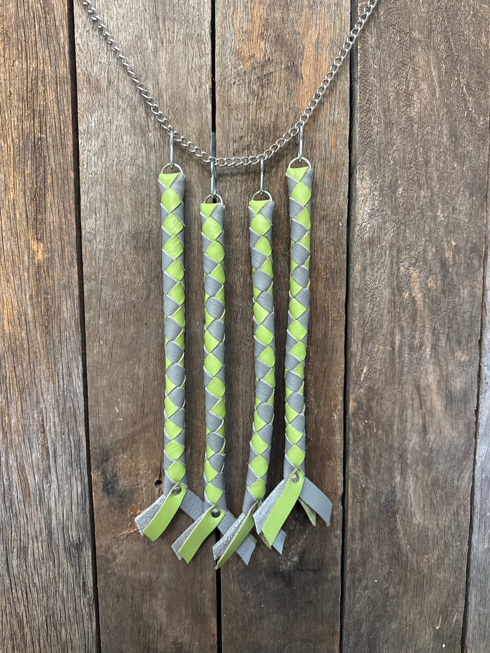 HH - Light Green Light Grey Leather Horn Honker