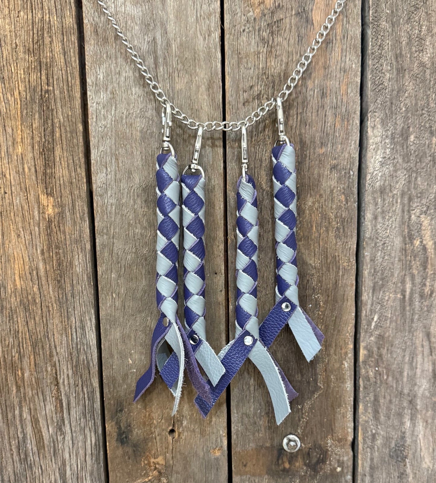 HH - Purple / Grey Leather Keychain/Fob