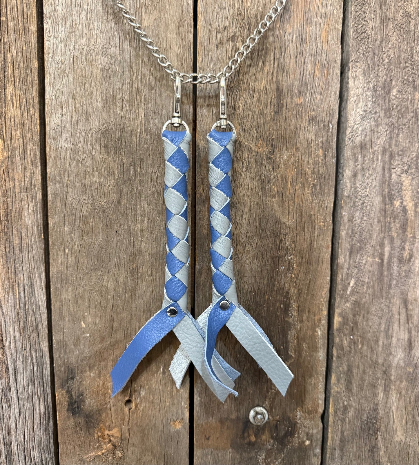 HH - Blue / Grey Leather Keychain/Fob
