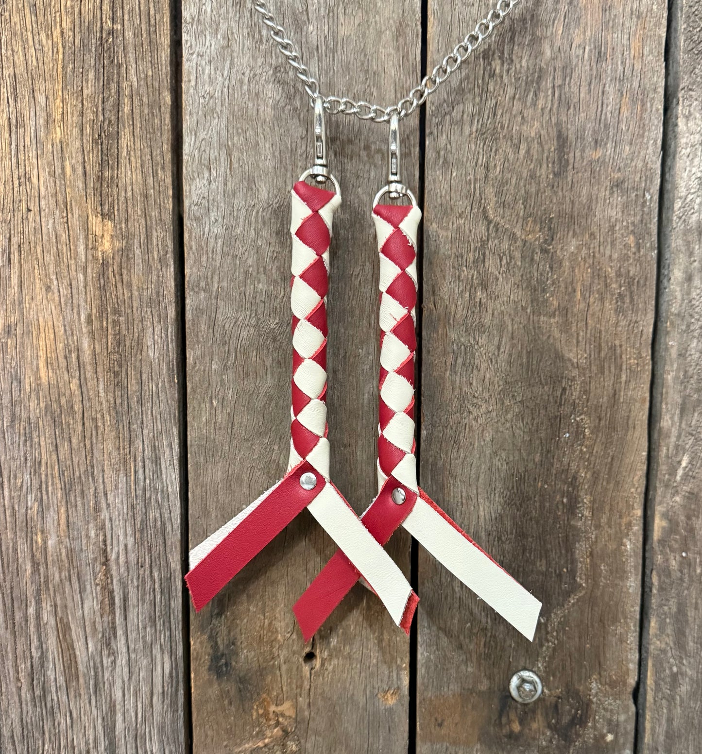 HH - Candy Apple Red Wine / Cream Leather Keychain/Fob