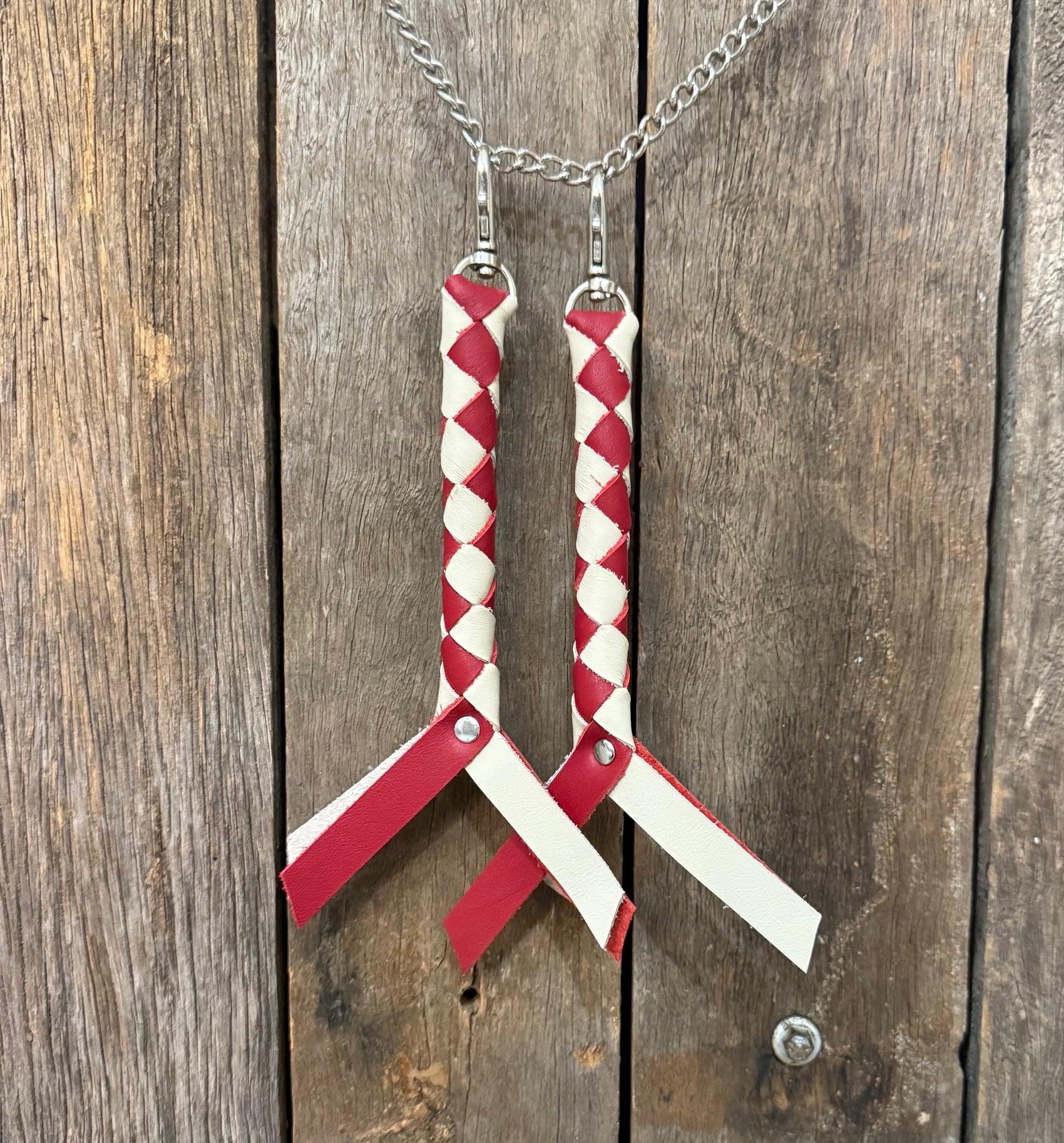 HH - Candy Apple Red Wine / Cream Leather Keychain/Fob