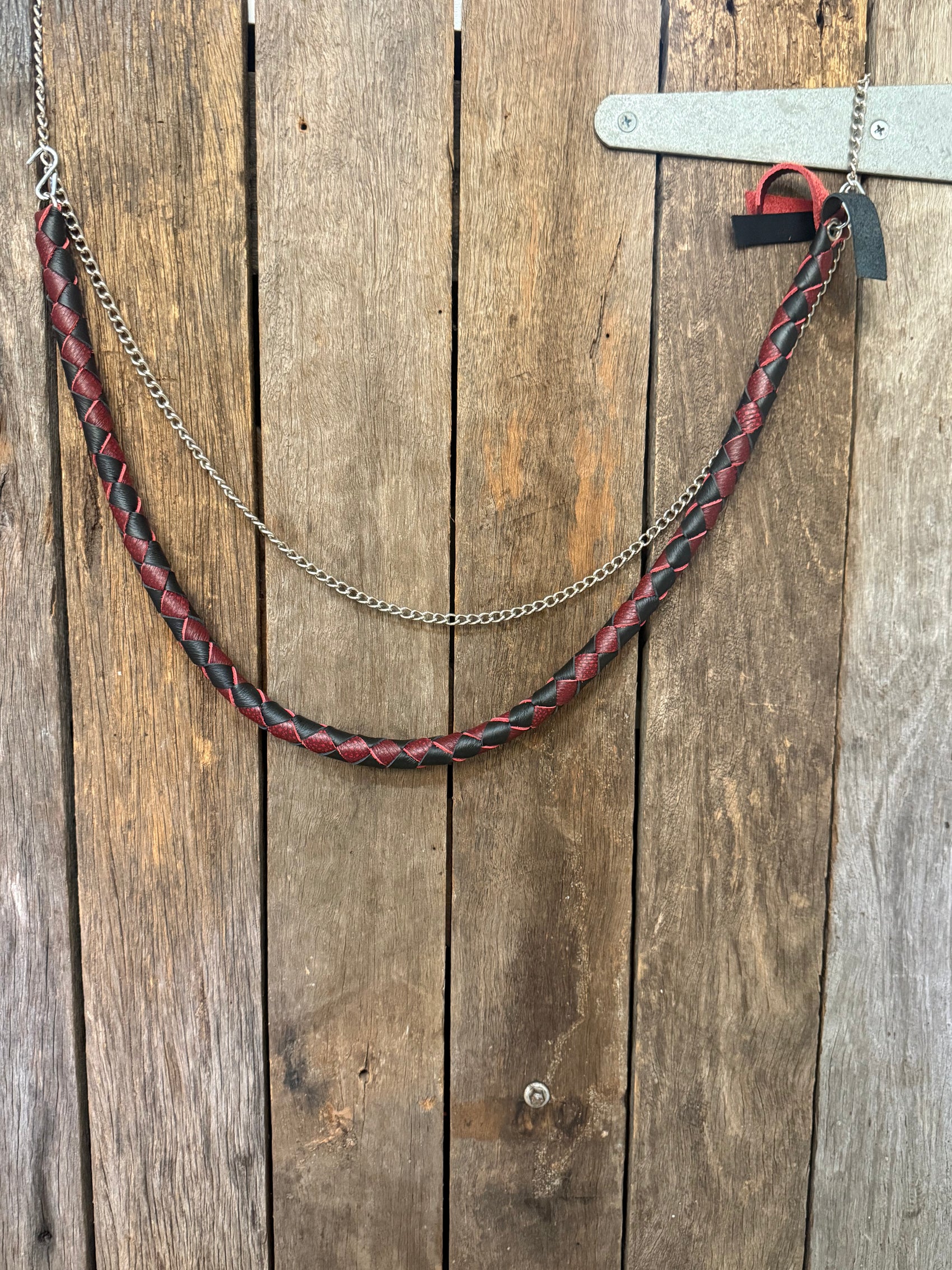 HH - 28" Black / Red Double Anchored Leather Horn Honker
