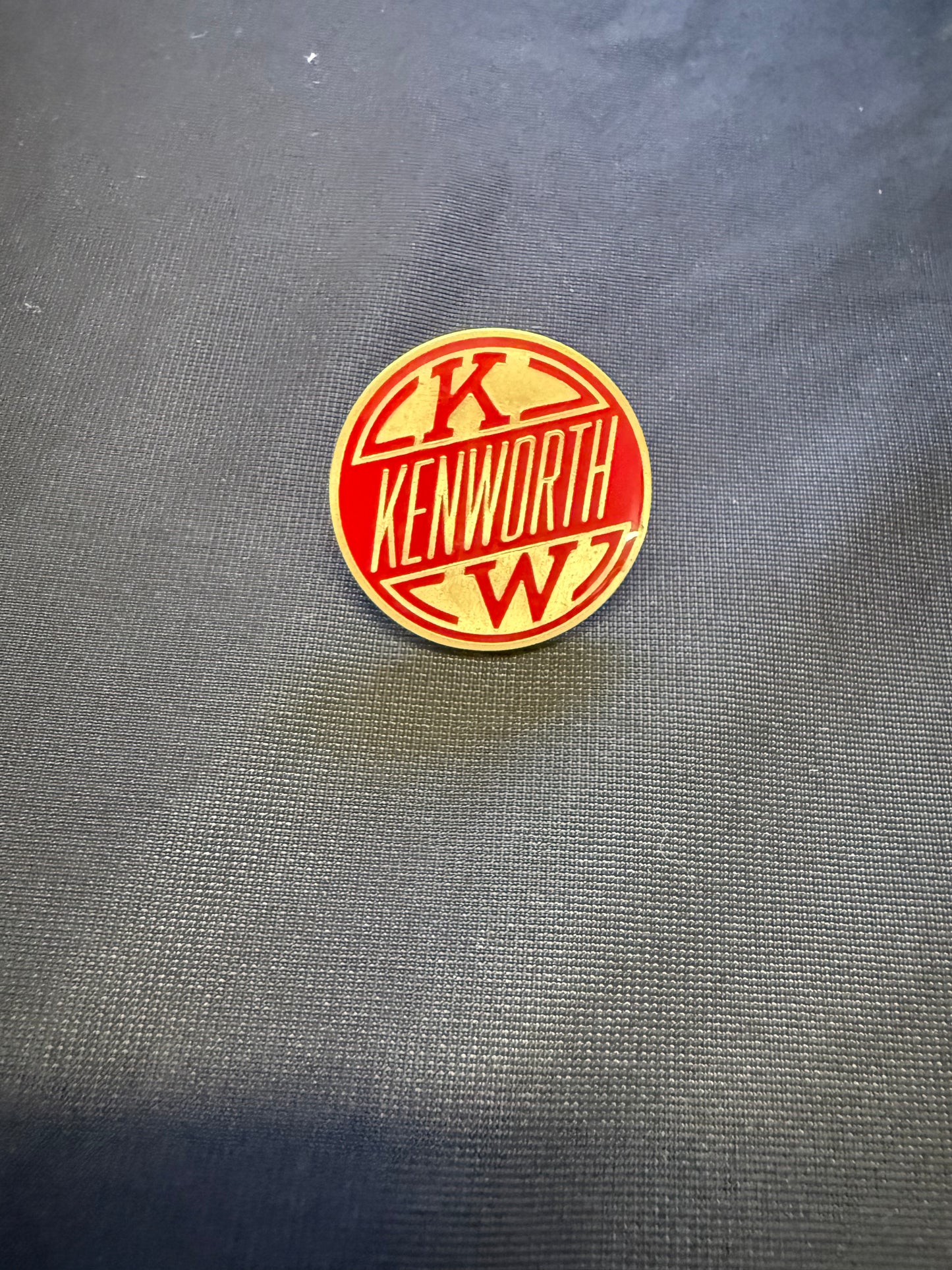 HH - Vintage KENWORTH Horn Honker Medallion - Brass / Red