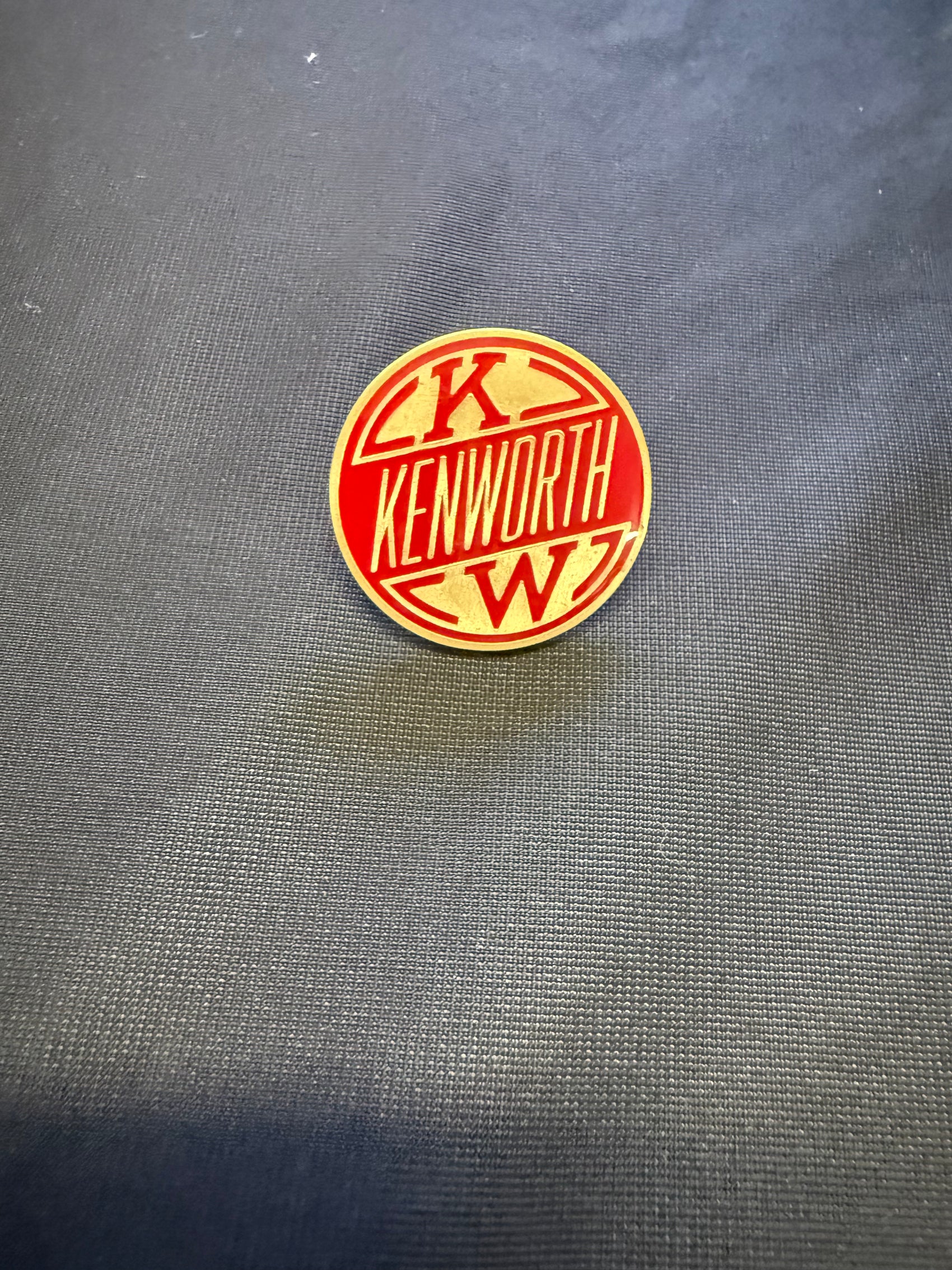 HH - Vintage KENWORTH Horn Honker Medallion - Brass / Red