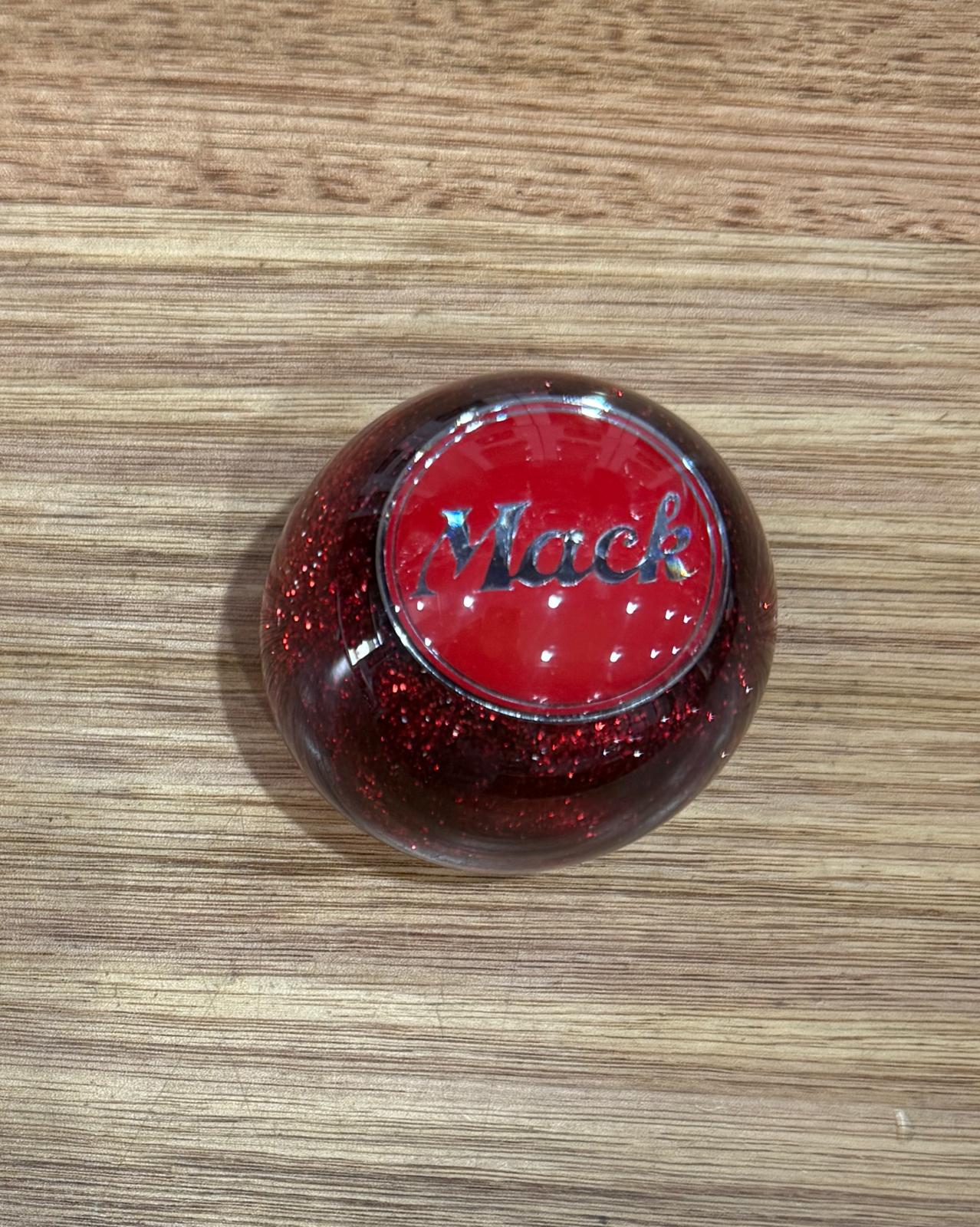 GS-MR2 : Red Glitter Round Gear Shifter Knob with round Red/Silver Mack detail