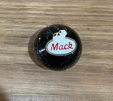 GS-MB2 : Black Glitter Round Knob with Oval red/black/brass/white dog MACK detail