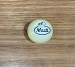 GS-MW4 : White Round Knob with Oval green/black/white dog MACK detail - with extended nut at base