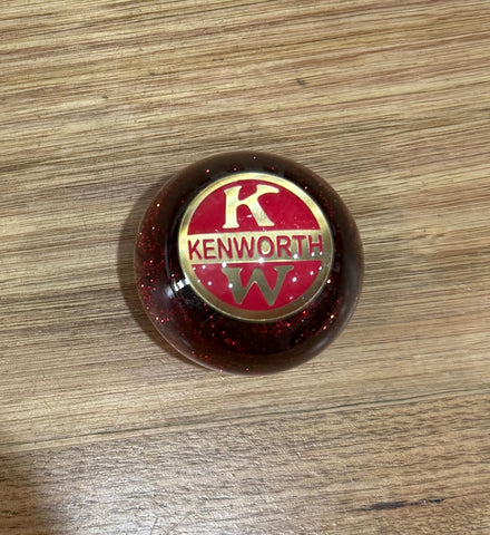 GS-KR1 : Red Glitter Round Knob with Round red/brass KENWORTH detail