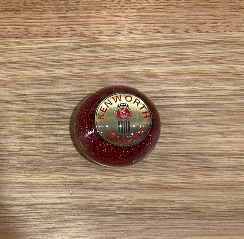 GS-KR2 : Red Glitter Round Knob with Round brass/red KENWORTH TRUCKS detail