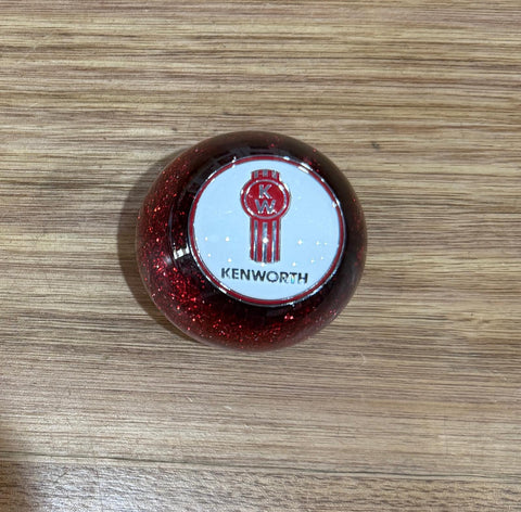 GS-KR4 : Red Glitter Round Knob with Round white/red KENWORTH and KW  detail