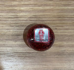 GS-KR9 :  Red Glitter Round Knob with Square silver/red KW detail