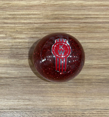 GS-KR11 :  Red Glitter Round Knob with silver/red KW logo detail