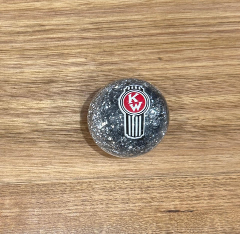 GS-KS9 :  Silver Glitter Round Knob with white/red/black KW logo detail