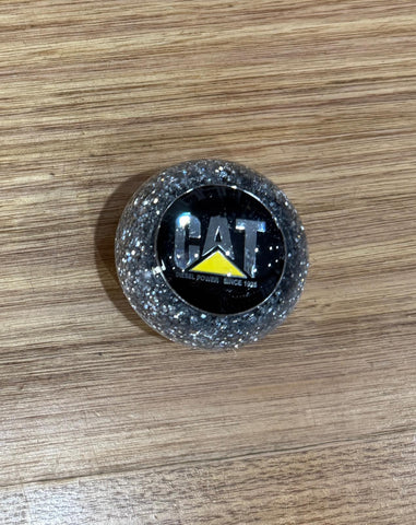 GS-CATS1 : Silver Glitter Round Knob with Round black/silver/yellow CAT detail