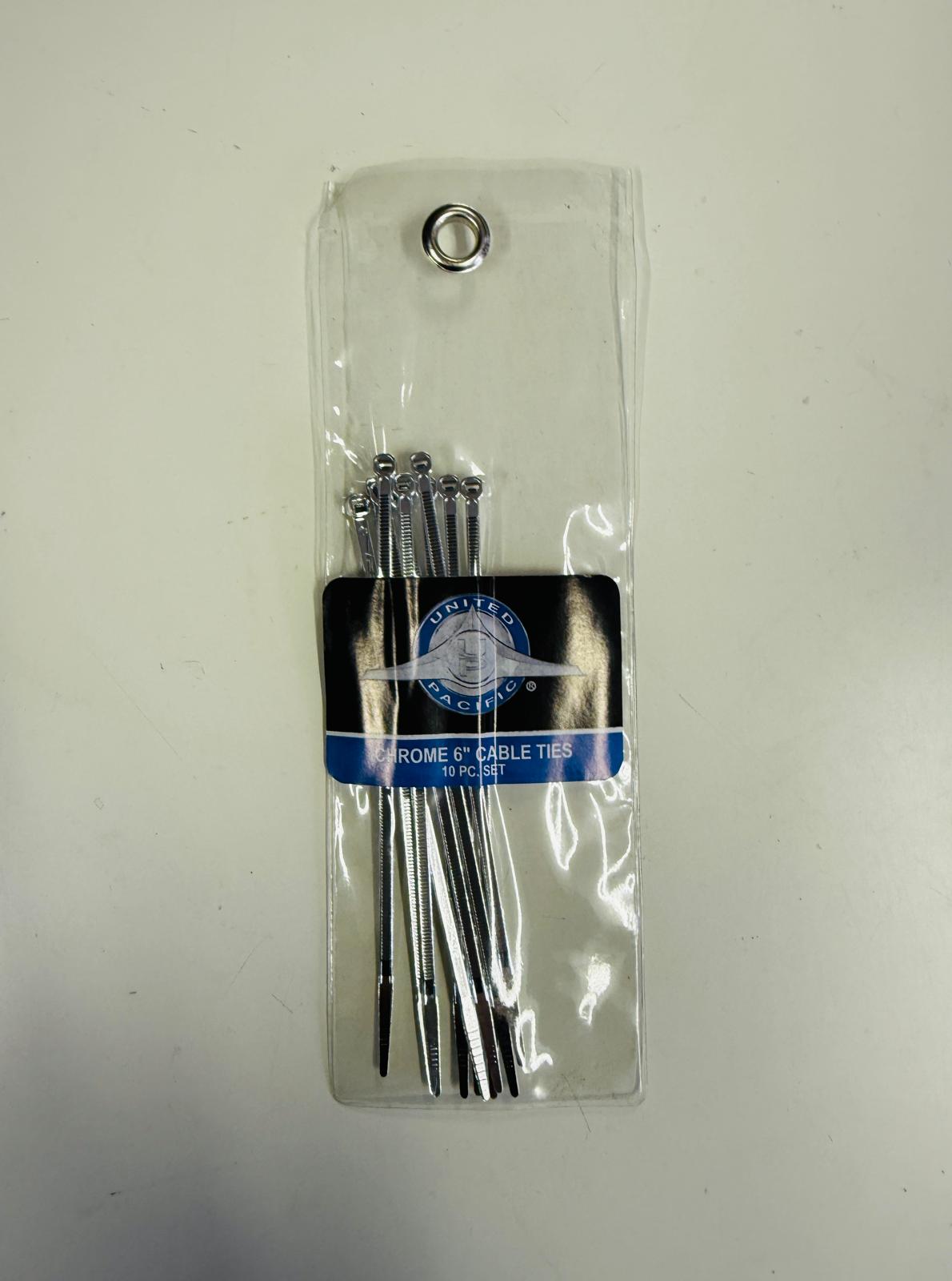 UNITED PACIFIC - 90308 : Chrome 6" Cable Ties (10 pack)