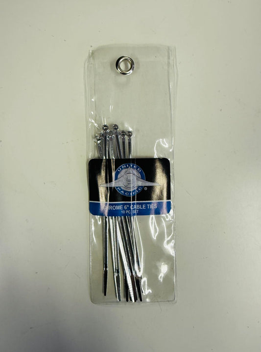 UNITED PACIFIC - 90308 : Chrome 6" Cable Ties (10 pack)