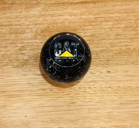 GS-CATY1 : Black Glitter Round Knob with Round black/silver/yellow CAT detail