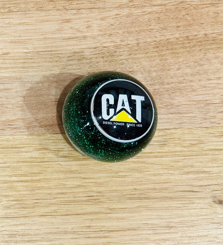 GS-CATG1 : Green Glitter Round Knob with Round black/silver/yellow CAT detail