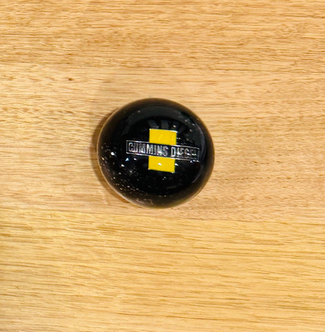 GS-CY2 : Black Glitter Round Knob with black/silver/yellow CUMMINS DIESEL detail