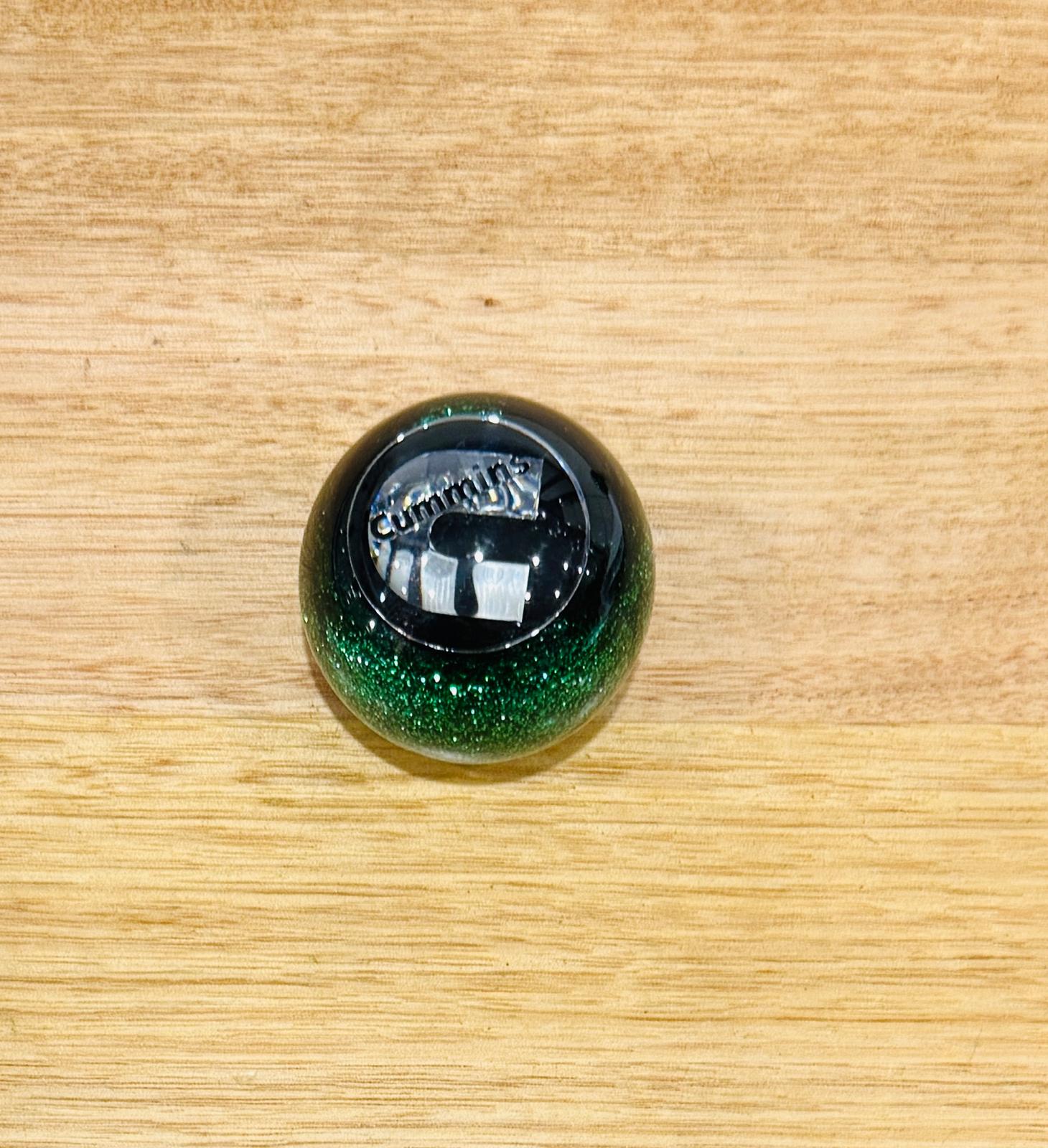 GS-CG1 : Green Glitter Round Gear Shifter Knob with Round black/silver CUMMINS C detail