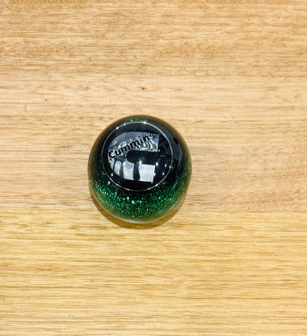 GS-CG1 : Green Glitter Round Knob with Round black/silver CUMMINS C detail