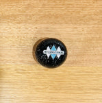 GS-IY2 : Black Glitter Round Knob with white/silver/blue INTERNATIONAL logo detail