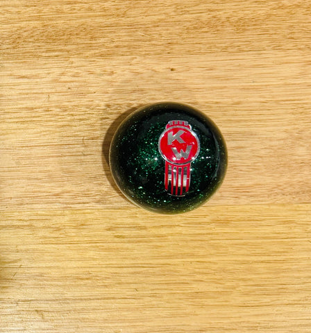 GS-KG6 : Green Glitter Round Knob with red/silver larger KW logo detail