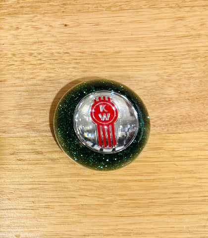 GS-KG7 : Green Glitter Round Knob with Round silver/red KW logo detail