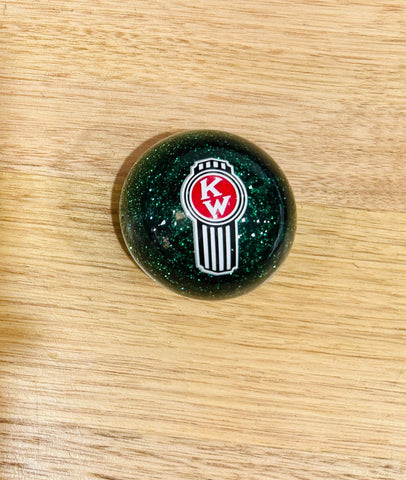 GS-KG9 : Green Glitter Round Knob with black/white/red KW long logo