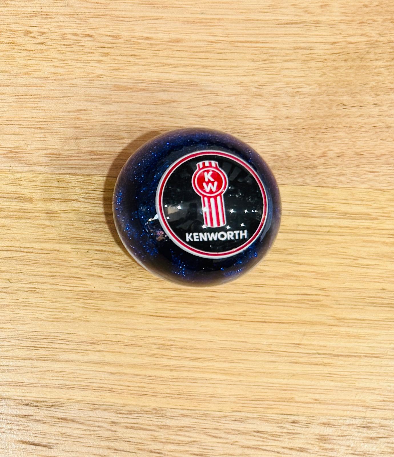 GS-KB2 : Blue Glitter Round Gear Shifter Knob with Round black/red/white KW logo detail