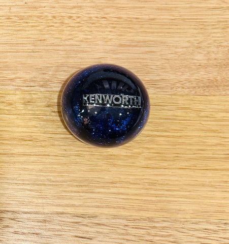 GS-KB6 : Blue Glitter Round Knob with silver KENWORTH logo