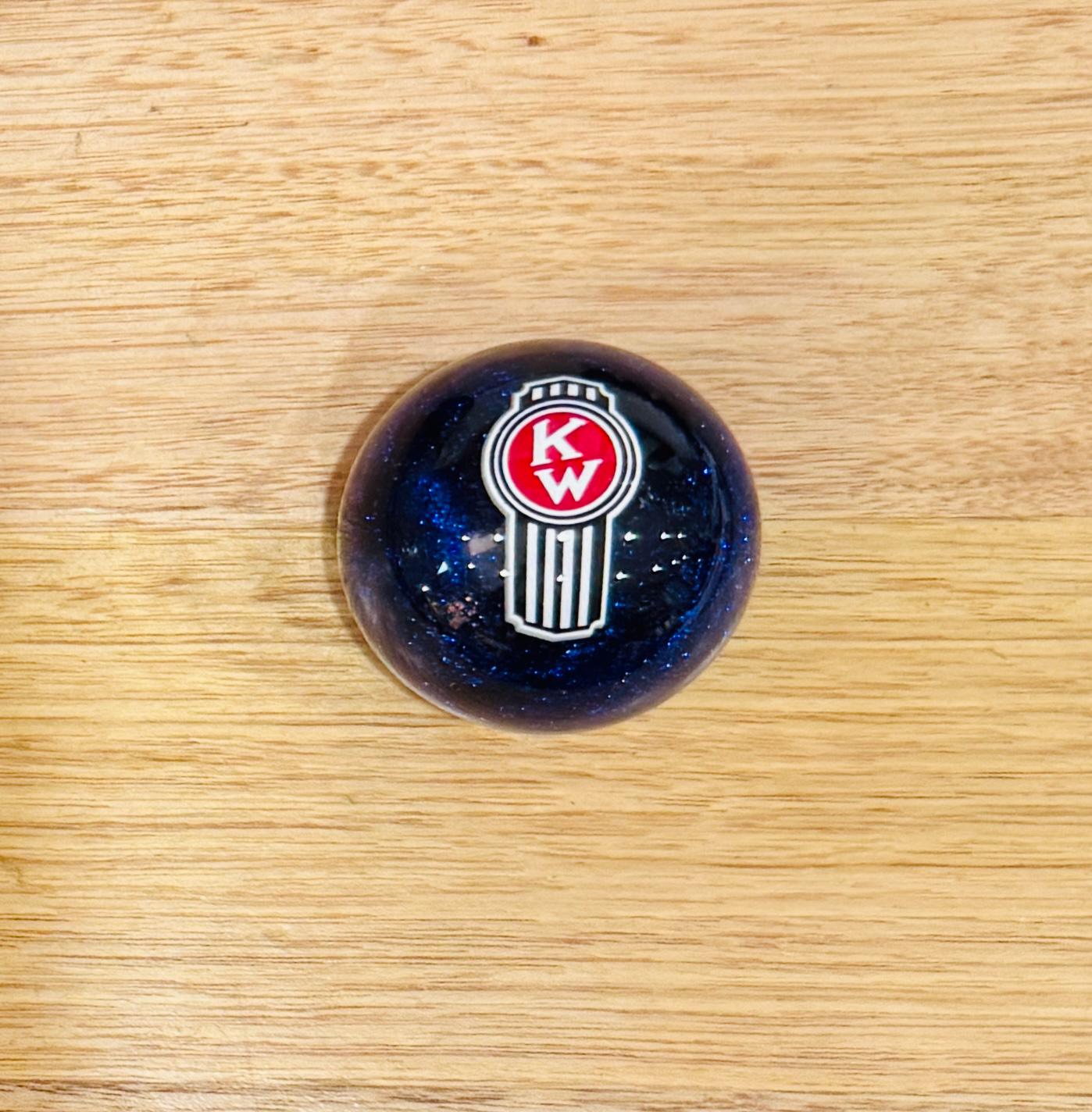 GS-KB7 : Blue Glitter Round Gear Shifter Knob with black/red/white KW logo