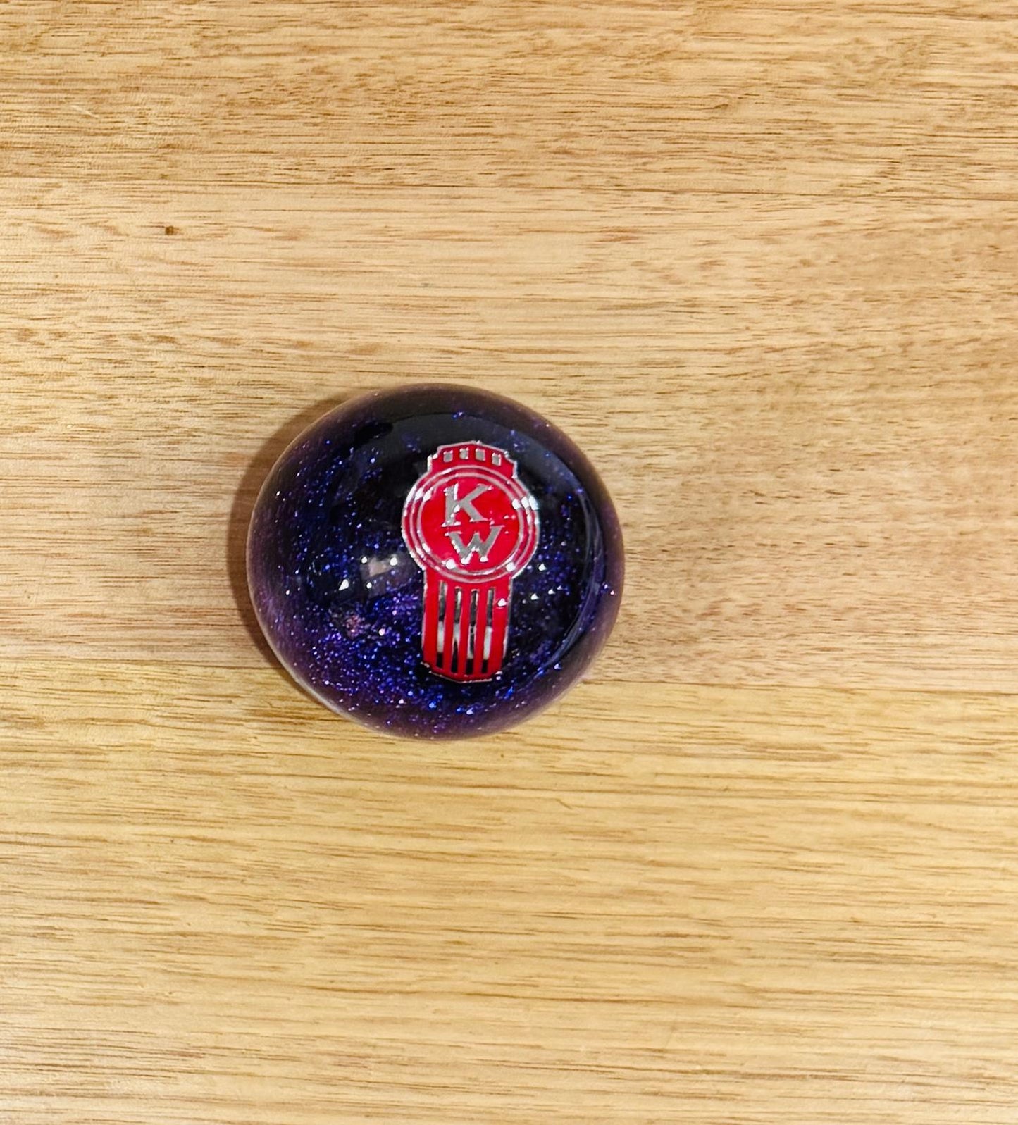 GS-KP7 : Purple Glitter Round Gear Shifter Knob with red/silver larger KW logo