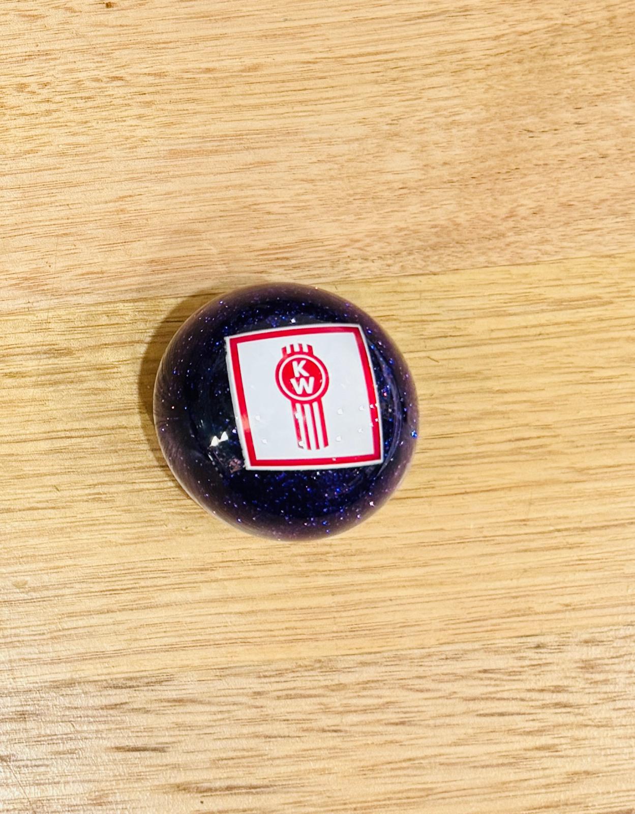 GS-KP9 : Purple Glitter Round Gear Shifter Knob with Square white/red KW detail