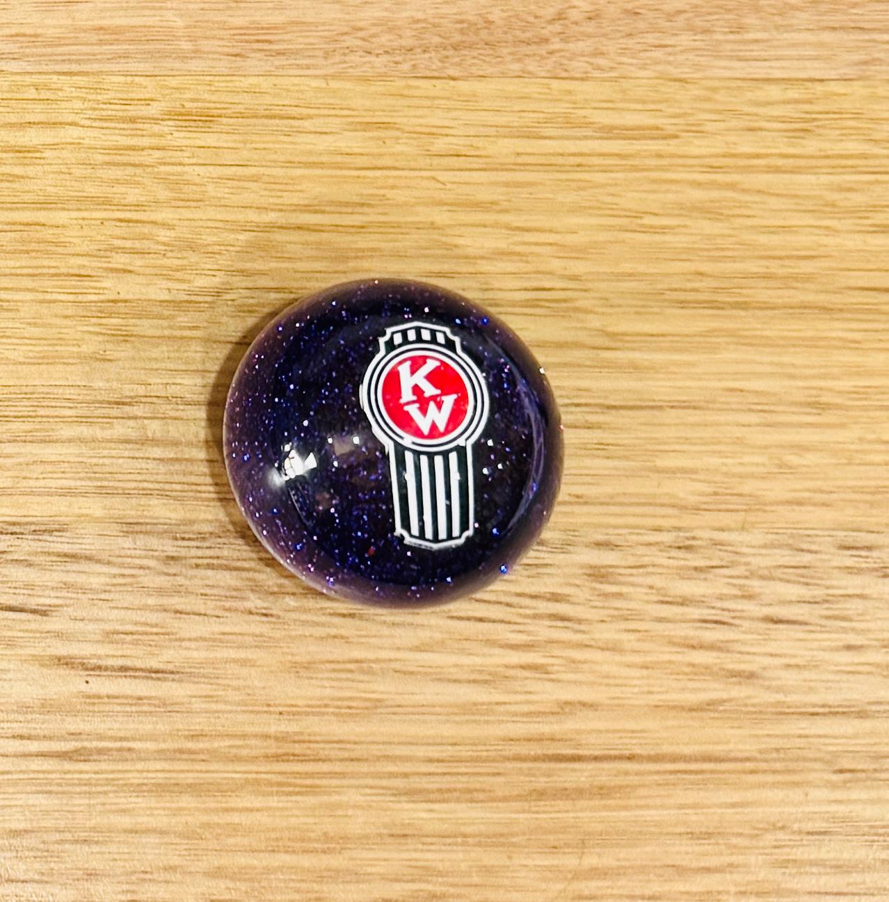 GS-KP11 : Purple Glitter Round Gear Shifter Knob with red/black/white KW logo detail