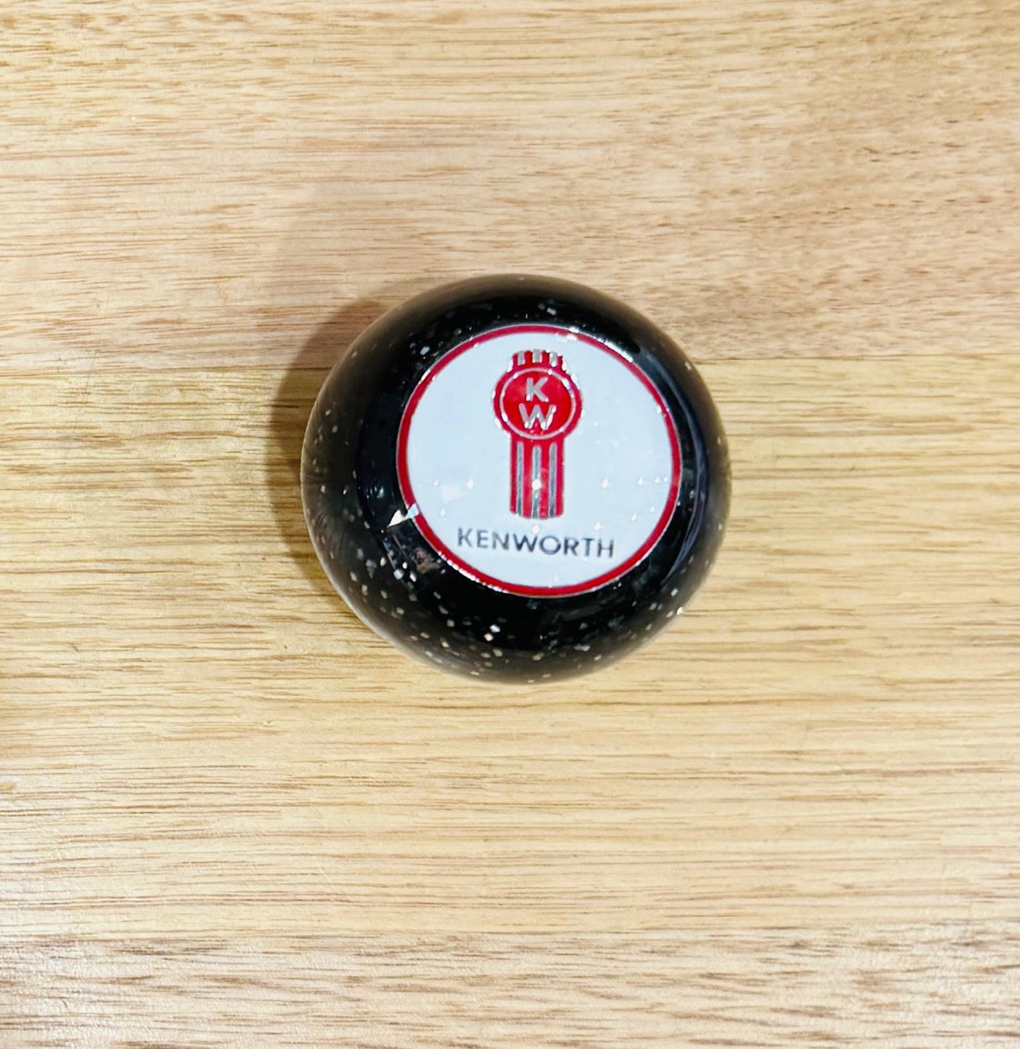 GS-KY1 : Black Glitter Round Gear Shifter Knob with Round white/red KW detail