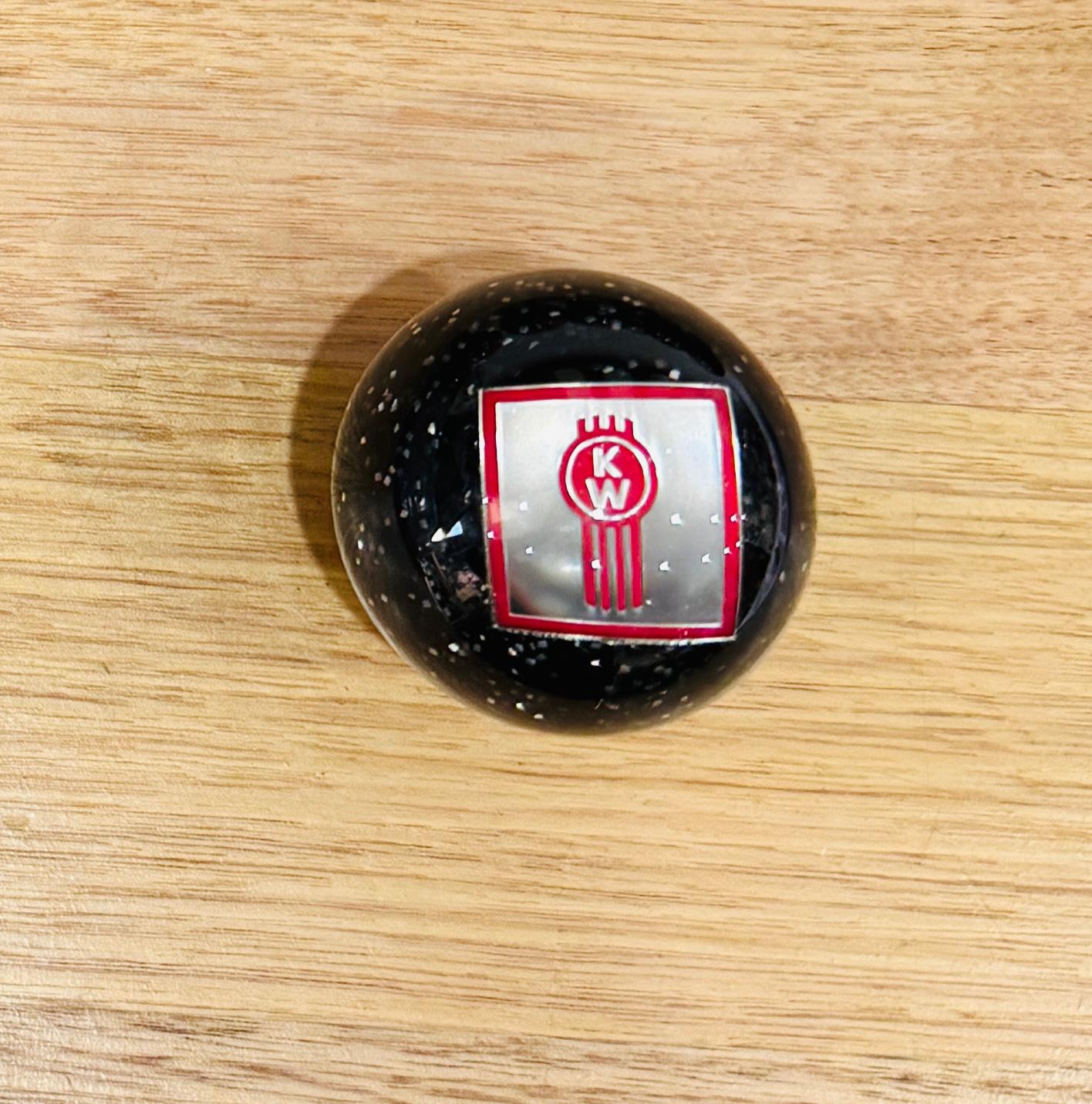 GS-KY2 : Black Glitter Round Gear Shifter Knob with Square silver/red KW detail