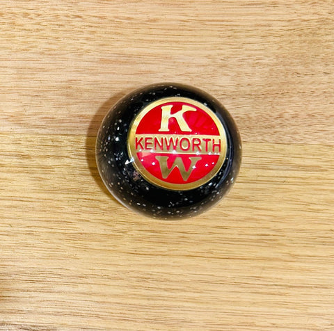 GS-KY3 : Black Glitter Round Knob with Round brass/red KENWORTH KW detail