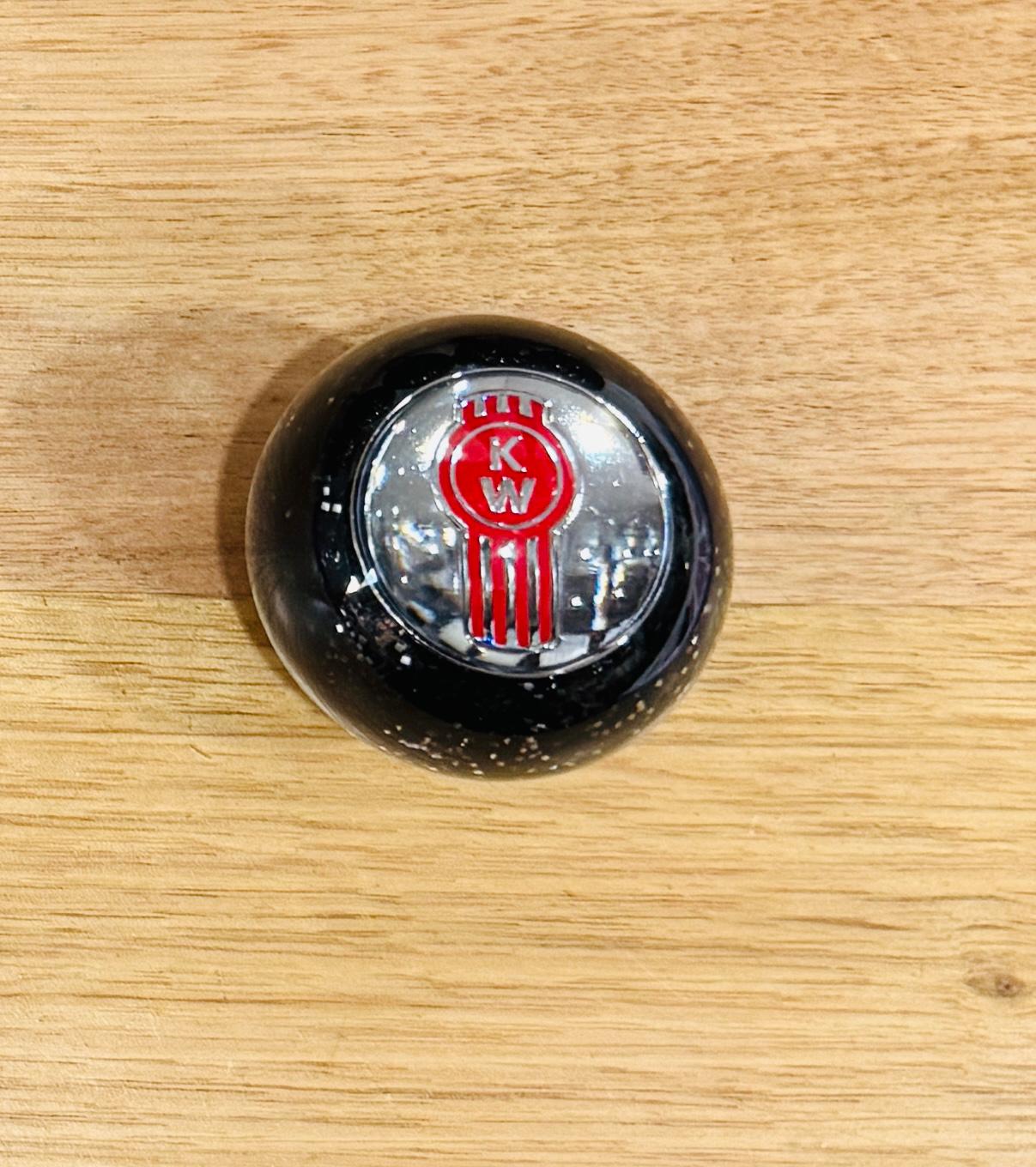 GS-KY4 : Black Glitter Round Gear Shifter Knob with Round silver/red KW logo detail