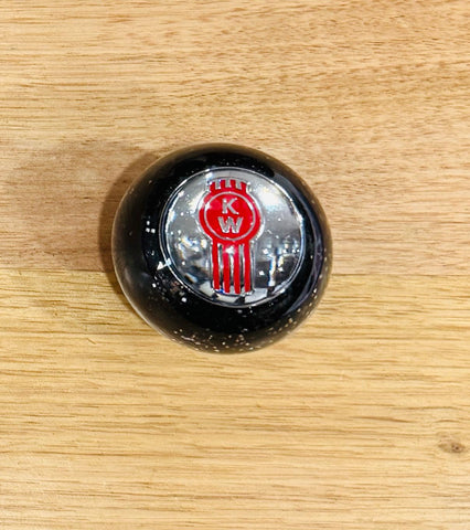 GS-KY4 : Black Glitter Round Knob with Round silver/red KW logo detail