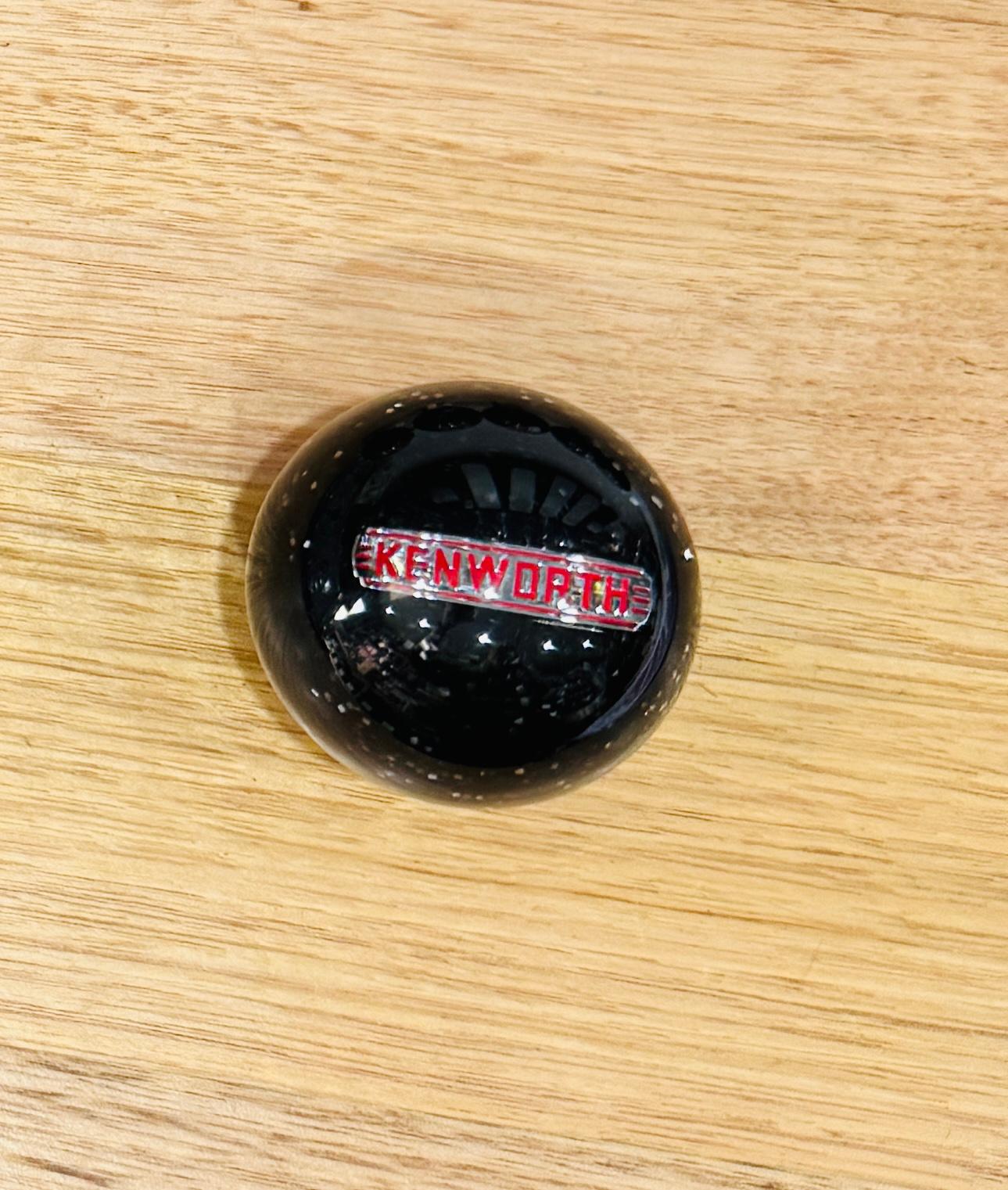 GS-KY8 : Black Glitter Round Gear Shifter Knob with silver/red KENWORTH long strip detail