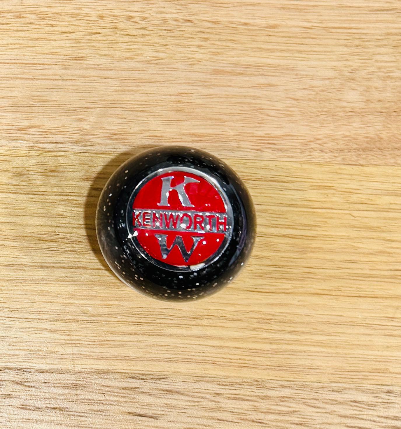GS-KY9 : Black Glitter Round Gear Shifter Knob with Round red/silver KW KENWORTH detail