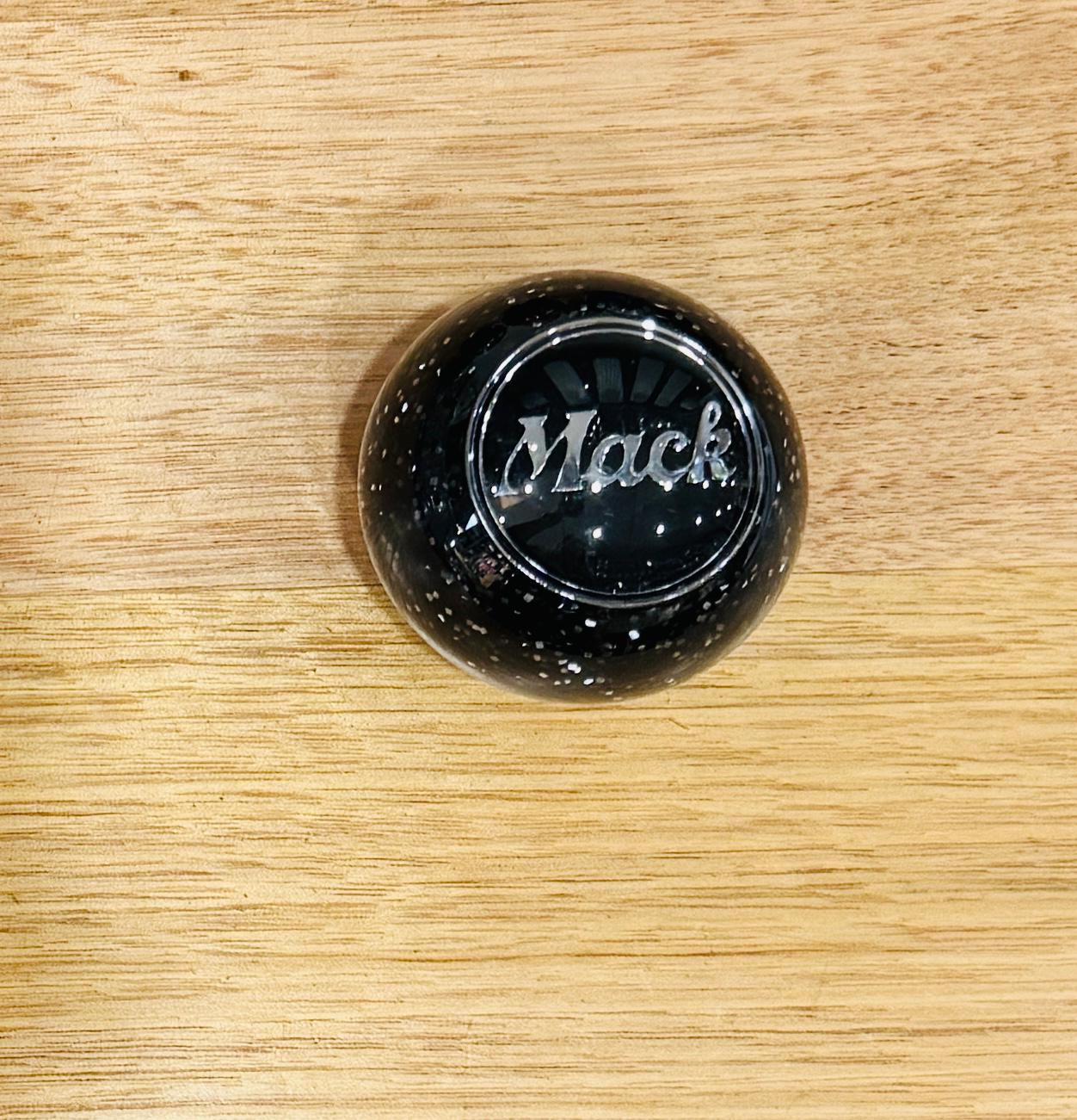 GS-MY3 : Black Glitter Round Gear Shifter Knob with Round black silver MACK detail