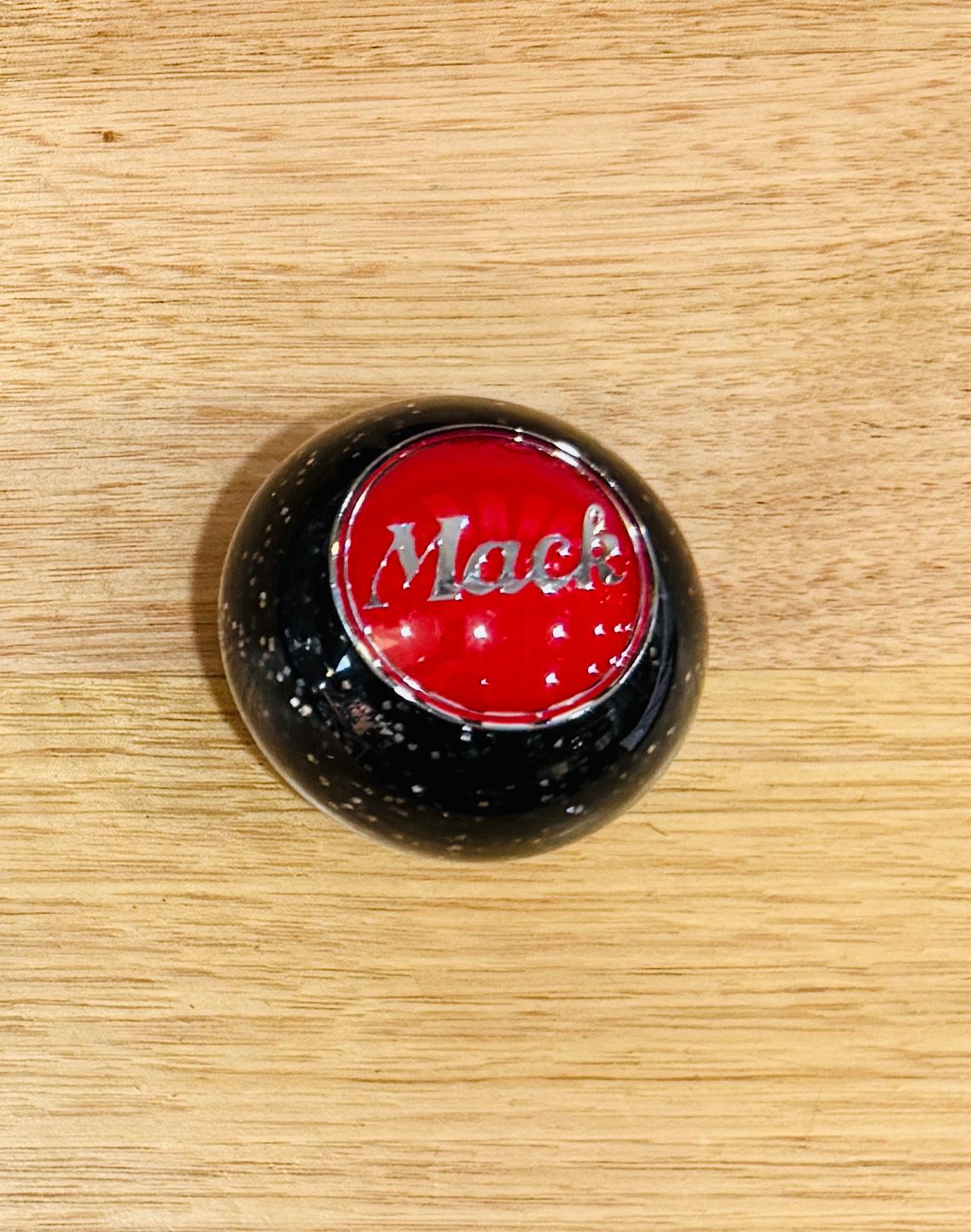 GS-MY4 : Black Glitter Round Gear Shifter Knob with Round red/silver MACK detail