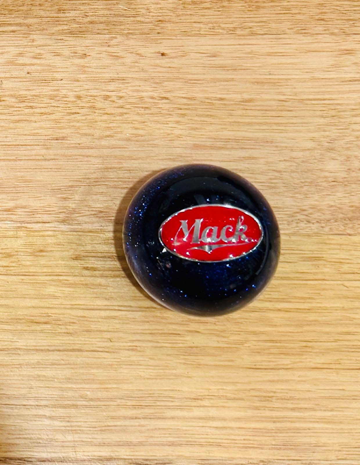 GS-MB1 : Blue Glitter Round Gear Shifter Knob with Oval red/silver MACK detail